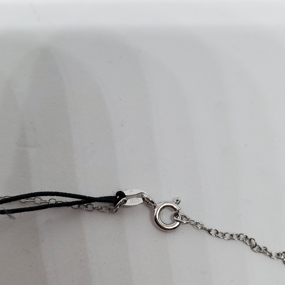 Nadri Sterling Silver Tiny r Pendant Necklace - Picture 5 of 8